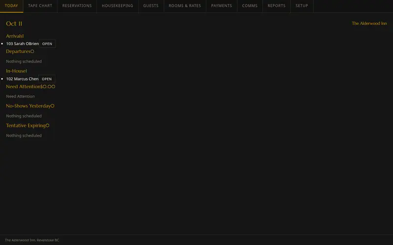 Screenshot of the front-desk demo